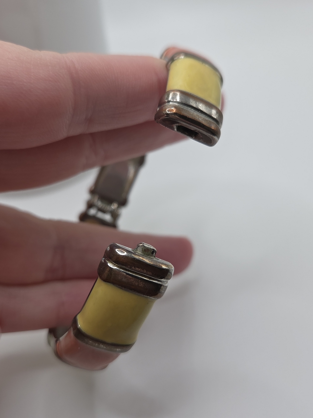 Vintagec Color-Block Enamel Hinged Bracelet - Yellow, Coral & Lime - Picture 3 of 6